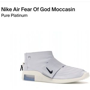 Mike Air Fear of god moccasin. Color way is pure platinum size 12 worn twice.